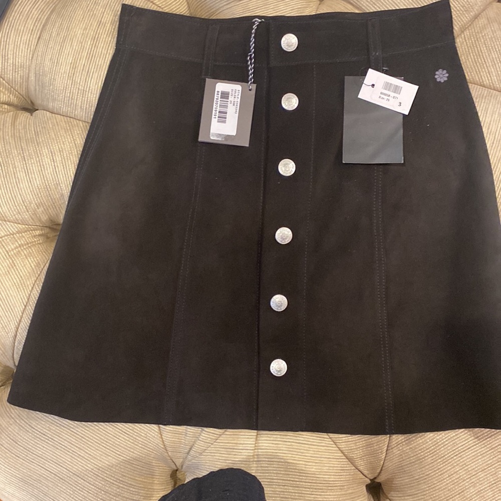 Alexa Ching for AG Black Suede Mini Skirt NWT